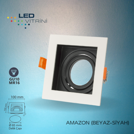 Amazon Beyaz-Siyah Kare Dekoratif Kasa Amazon Beyaz-Siyah Kare Dekoratif Kasa