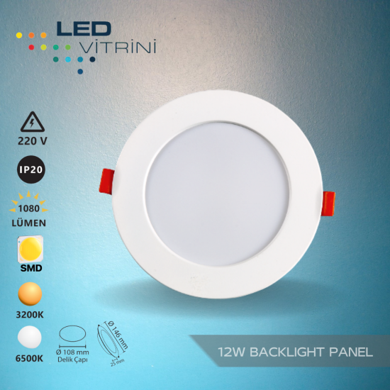 12W Sıva Altı Yuvarlak Backlight Led Panel