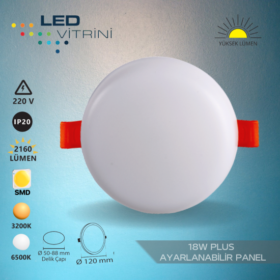 18W Plus Sıva Altı Ayarlanabilir Led Panel