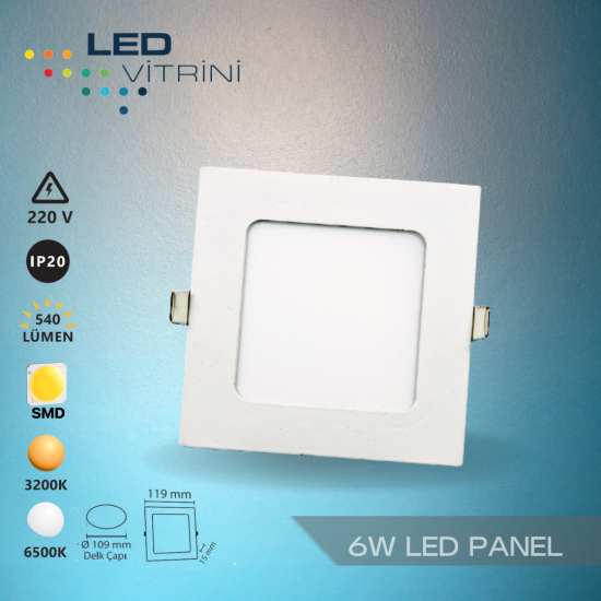 6W Sıva Altı Kare LED Panel