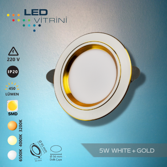 5W White + Gold Kasa Spot Sıva Altı