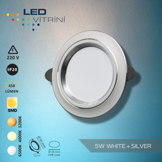 5W White + Silver Kasa Spot Sıva Altı 5W White + Silver Kasa Spot Sıva Altı