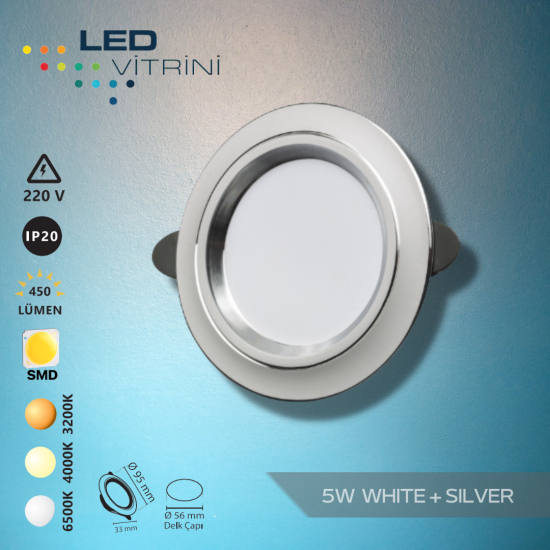 5W White + Silver Kasa Spot Sıva Altı