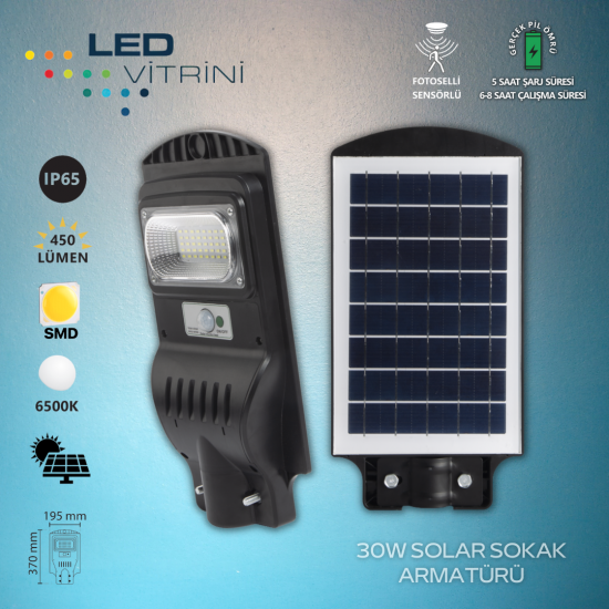 100W Sensörlü Solar Sokak Armatürü