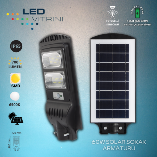200W Sensörlü Solar Sokak Armatürü
