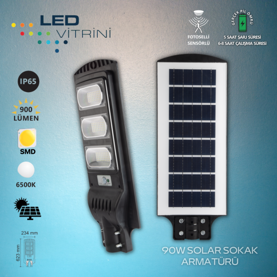 300W Sensörlü Solar Sokak Armatürü 300W Sensörlü Solar Sokak Armatürü