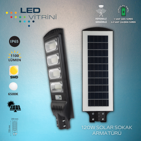 400W Sensörlü Solar Sokak Armatürü