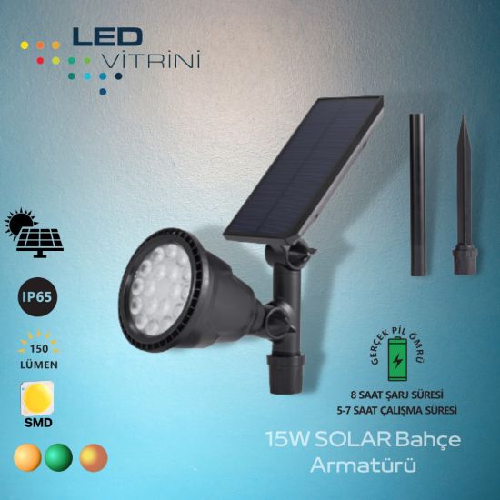 15W LED Solar Bahçe Armatürü 15W LED Solar Bahçe Armatürü