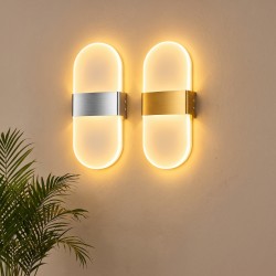 Modern Kapsül Oval Tasarım LED Dekoratif Duvar Apliği Krom